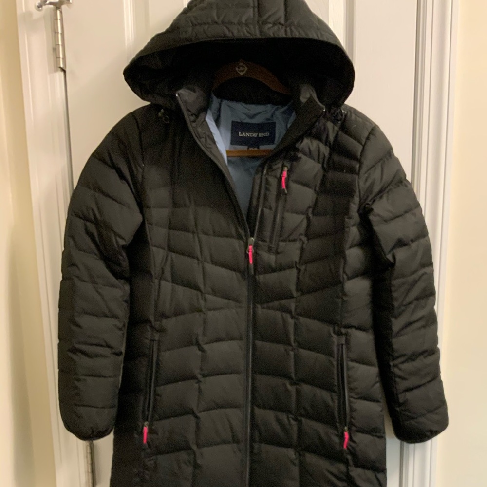 Lands End Woman black down coat